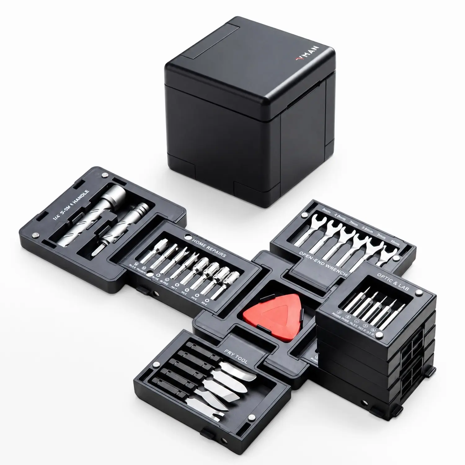 Precision Screwdriver Set, 55-In-1 Electronic Repair Tool Kit, Compact Magnetic Screwdriver Set with Dual Handle, Mini Wrench, Pry Bar, 36 Crv Bits