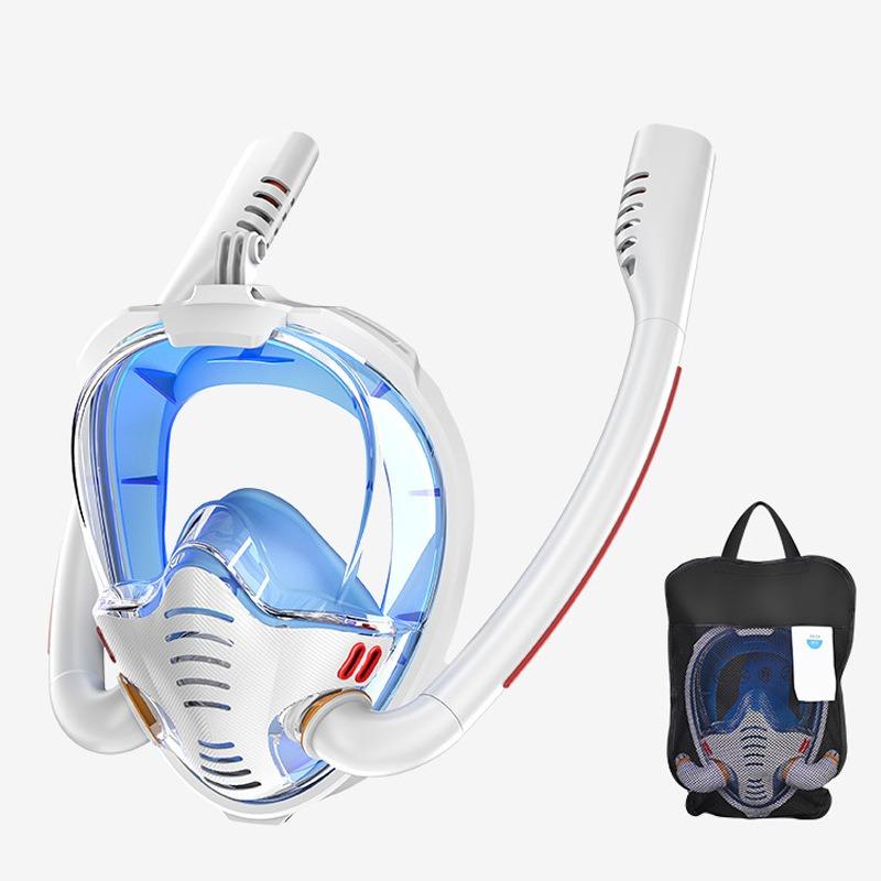 Double tube snorkeling goggles Mask Full dry diving equipment Adult diving rebreather Swimming mask  stealth snorkel