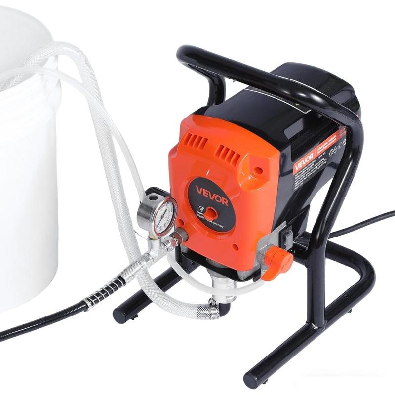 VEVOR Stand Airless Paint Sprayer, 900W, 3300PSI High Pressure Airless Sprayer with Cart, Cleaning Brush, Hose, Extension Rod, Nozzles, Electric Spray Paint Machine for Interior or Exterior of House