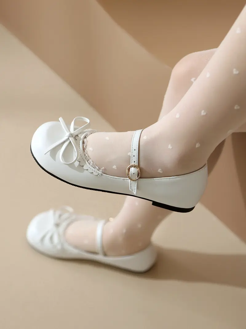 Spring Autumn Pink White Mary Janes Flat Shoes Woman Round Toe Buckle Strap Lolita Girls Student Ballet Flats Plus Size 43 44 45