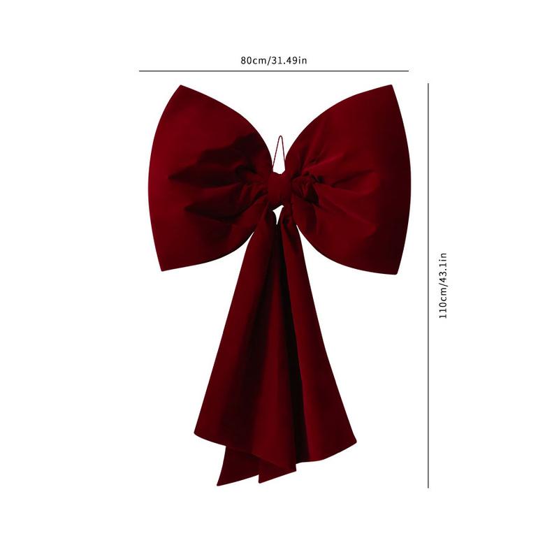 Large Wine Velvet Bow Tie, Christmas Tree Decoration, Holiday Window Hanging Ornament, Festive Home Decor Accessory, Wine Bottle Ornaments