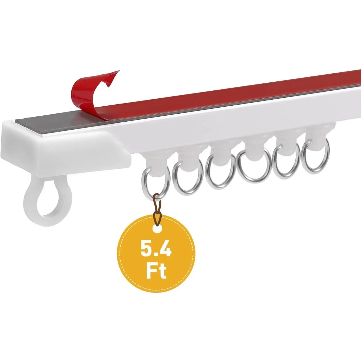 5.4Ft Self Adhesive Curtain Track No Drill Ceiling Wall Mount Unbendable | Cuttable No-Drill Curtain Track Holds Up to 18 Lbs for Light Curtains, Customizable Length for RV, Closet Room Divider