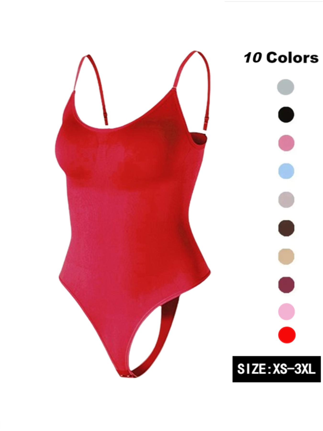 Women's Solid Spaghetti Strap Adjustable Strap Backless Underwear Shapewear Bodysuit, Casual Comfy Seamless Tummy Control Butt Lifting Bodysuit for Daily Wear, Ladies Shapewear for All Seasons