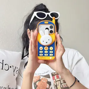 New Rotating Stand Miffy Bunny Big Brother Mobile Phone Case Smartphone Suitable For iPhone 17 16 15 14 13 12 Pro Max Plus Protective Case