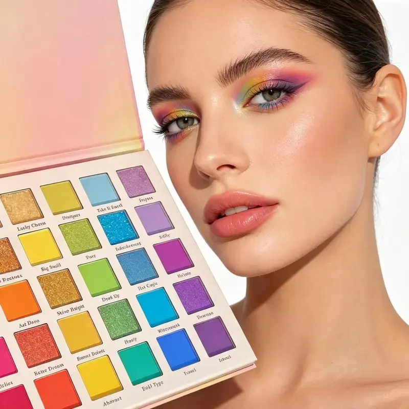 30-Shade Dopamine Rainbow Candy Eyeshadow Palette, Macaron Pastel & Bold Colors, Matte + Shimmer Glitter Combo, Long-Wear Pigmented Makeup for Stage, Smoky Eyes & Festivals, All-Day Hold Colorful Eye Cosmetics, Highly Pigmented Palette, Glitter Eyeshadows