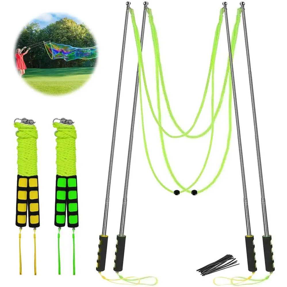 2-Pack Giant Bubble Wands – Stainless Steel Telescopic Bubble Blower Sticks for Kids & Adults – Outdoor Bubble Maker Toy for Lawn, Park, Beach, Birthday Parties & Summer Fun