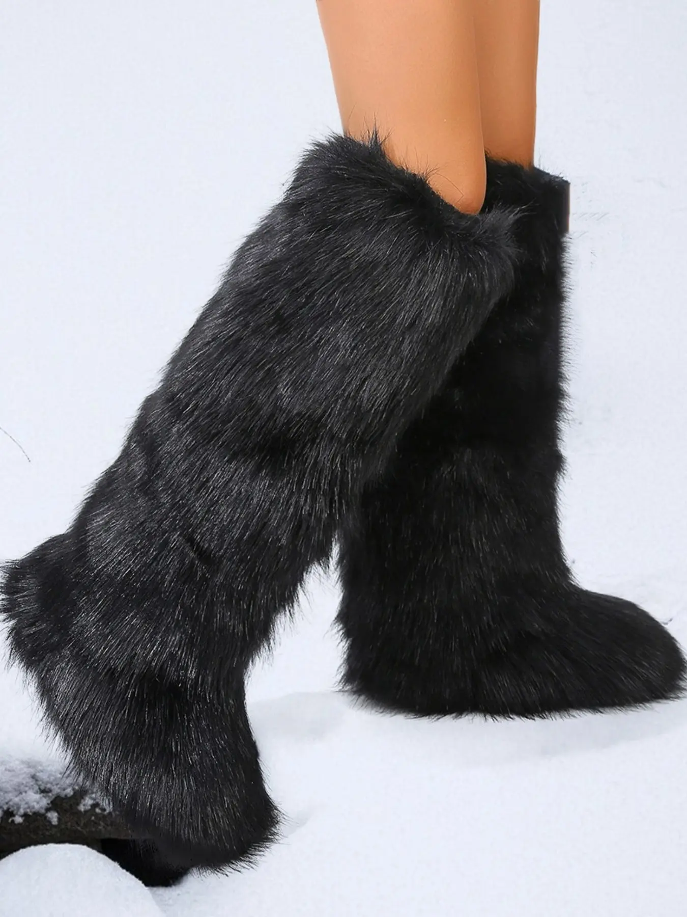 Fashionable Long Tube Snow Boots for Women, New Trend All-match Plain Plush Knee Boots, Y2k Style Fashion Snow Boots for Women, Trending Shoes  shaggy boots 2000s shaggy boots Fluffy Snow Boots