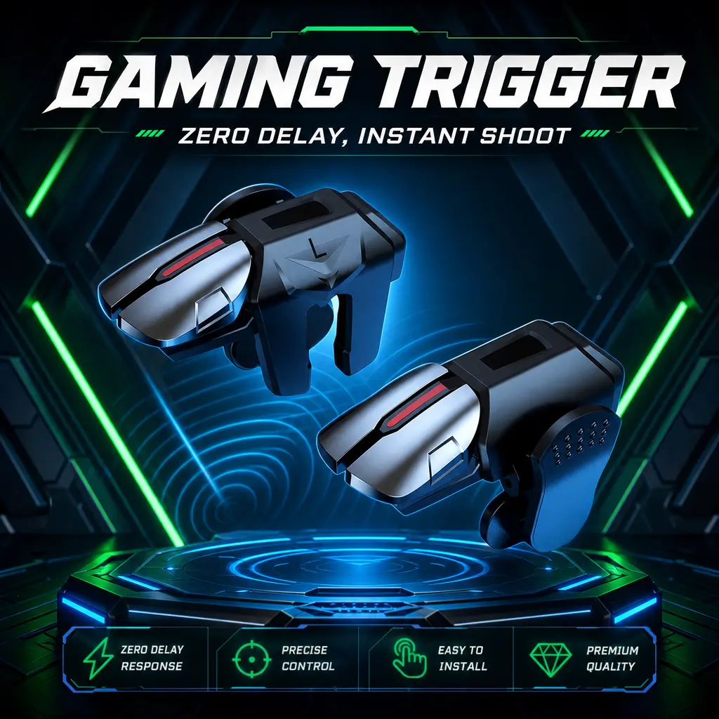 6 Finger Mobile Game Triggers for Shooting Games, One-Click Dual Control Phone Game Controller Sensitive L R Gaming Buttons for iPhone Android All Smartphones