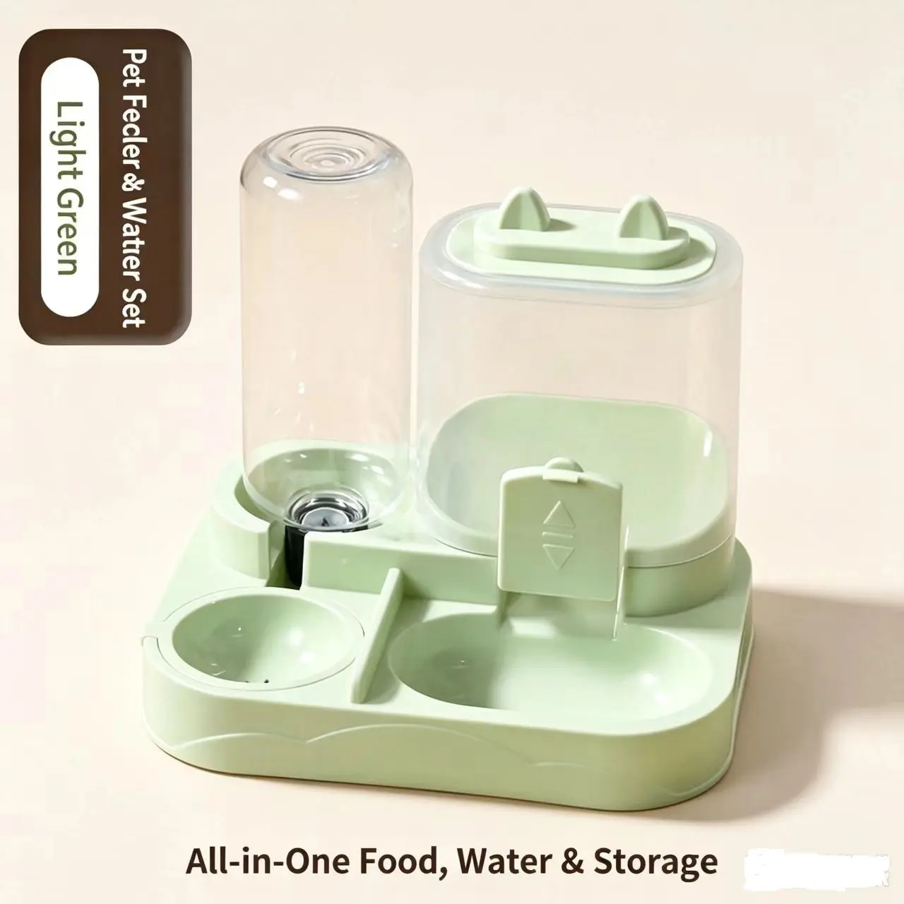 Cat Dog Automatic Food and Water Dispenser, Large Capacity Dual Bowl, Simple Home Pet Feeder, Cat and Dog Eating Drinking Bowl
