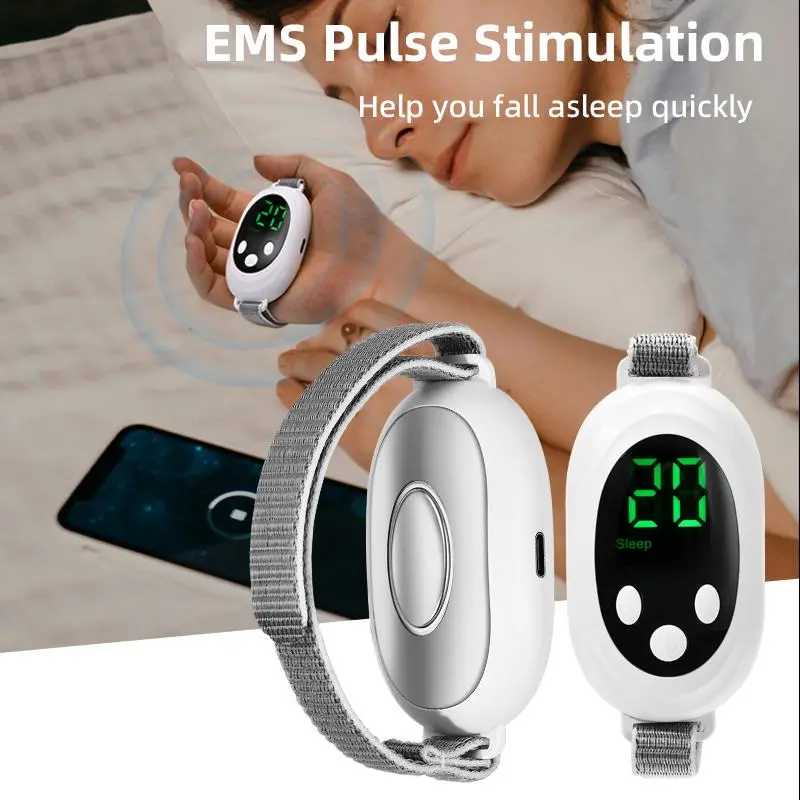 Wearable Microcurrent Anti-Anxiety Sleep Helper with Stress Relief, Adjustable 2 Modes & 20 Intensity Levels, Chemical-Free Neurological Insomnia Aid, Soft Fabric, Type-C Charger, Polymer Li-ion Powered Portable Clip-On for Phones & Electronics