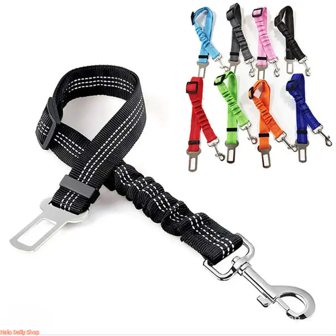 Adjustable Pet Car Seat Belt - Nylon Fabric Harness Strap, Shock Absorb Elastic Vehicle Restraint for Safe Travel Car Secure Dogs & Cats, Road Trips, Daily Commutes, Easy-Install Buckle, Family Travel, Metal Coating, Coated Metal, Harnesses