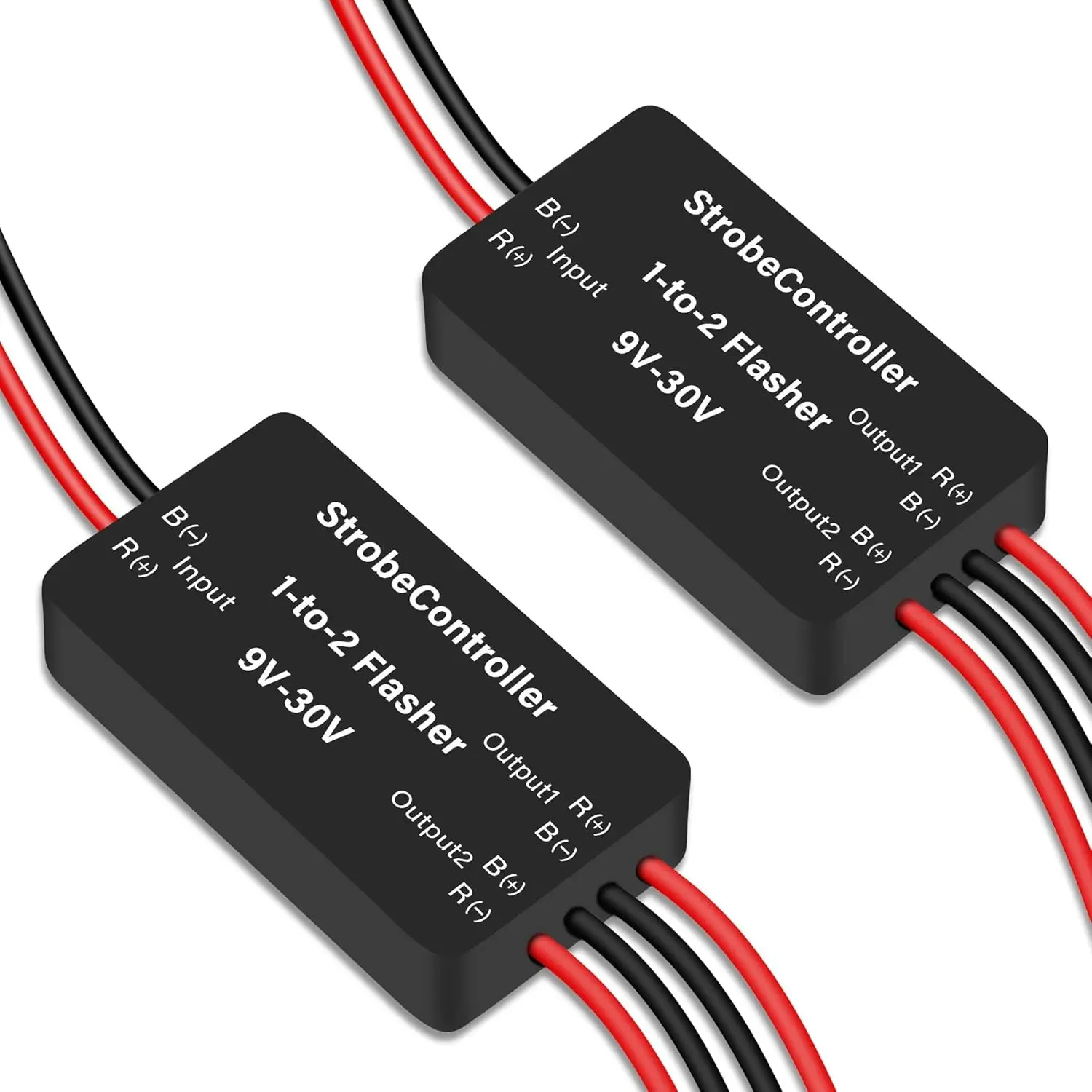 2Pcs 9V-30V LED Strobe Controller Universal 12V 24V Brake Light Flasher Module Waterproof Tail Stop Light Flasher for Cars Motorcycles Trucks RVs