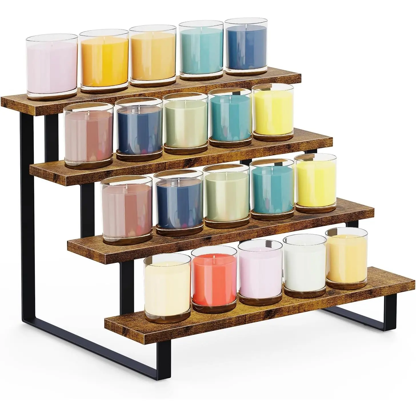 Wooden Display Riser Stand, Tiered Perfume and Cologne Organizer Stand, 4 Tier  Rack Organizer, Tabletop Display Shelf for Retail Vendor Events Craft Show Tumbler Candles, Straight