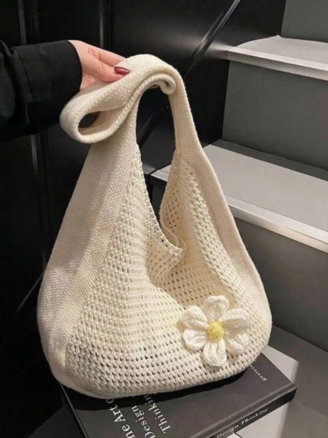 Bohemian Fashion Crochet Tote Bag, Lightweight Stylish Shoulder Beach Bag, Perfect for Vacation and Daily Use