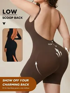 Women’s Backless Shaping Romper, Low Back Seamless Bodysuit Shorts with Comfort Stretch, Body Smoothing One Piece Shapewear Jumpsuit for Vacation, Party and Everyday Styling