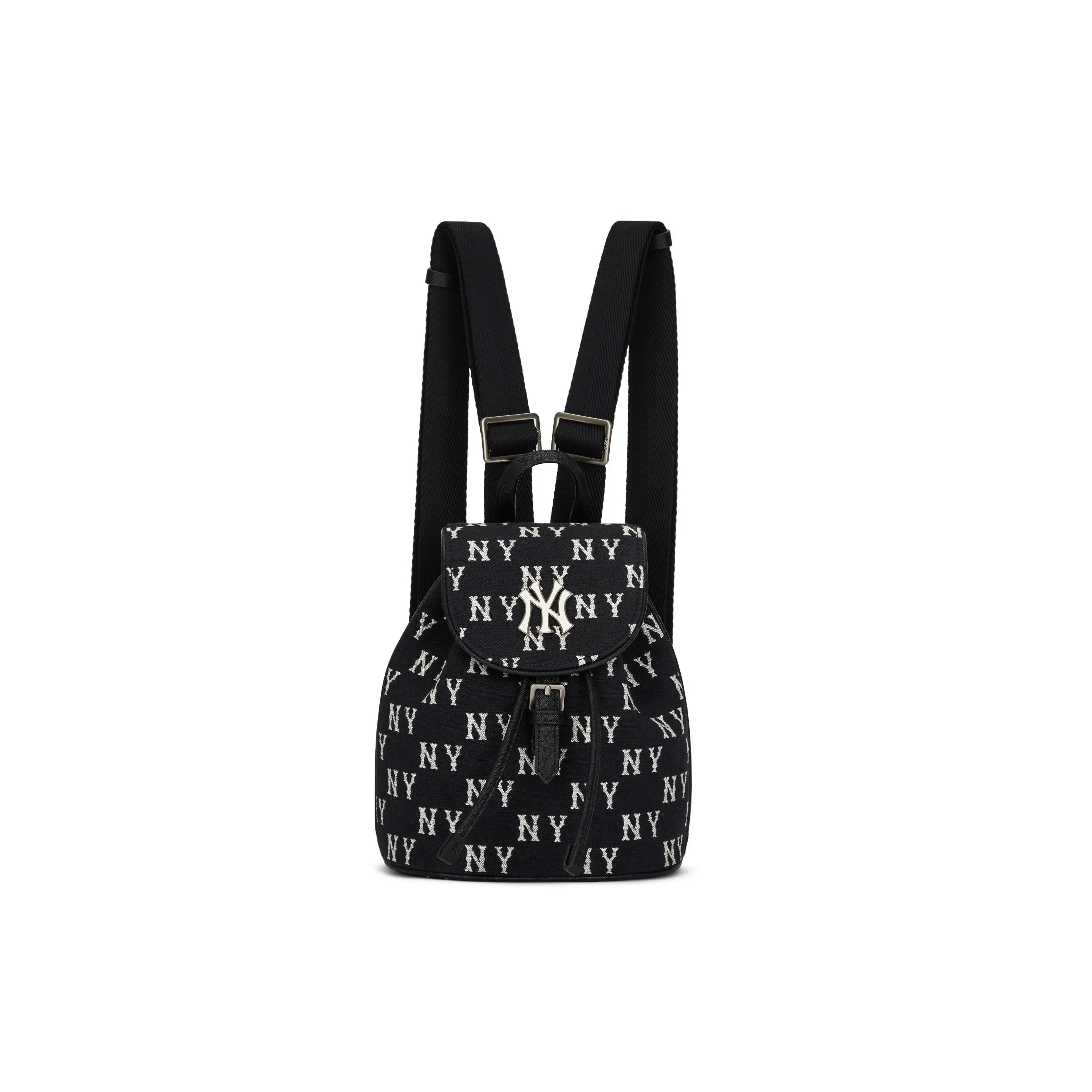 MLB Yankees Floral Print Adjustable Cotton Backpack – Unisex Mini Shoulder Bag in Black