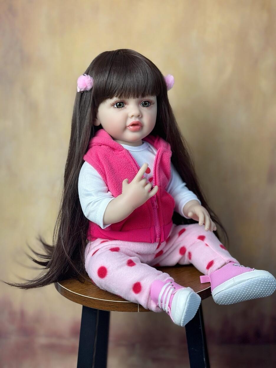 Unisex Life Like Reborn Baby Doll - 22 inch/55cm Full Vinyl Full Body Newborn, 1.4kg, Active Limbs, Sit & Lie Function, Color Gift Box Packed, Bath Toy for 4-6 Years Old, Birthday Gift