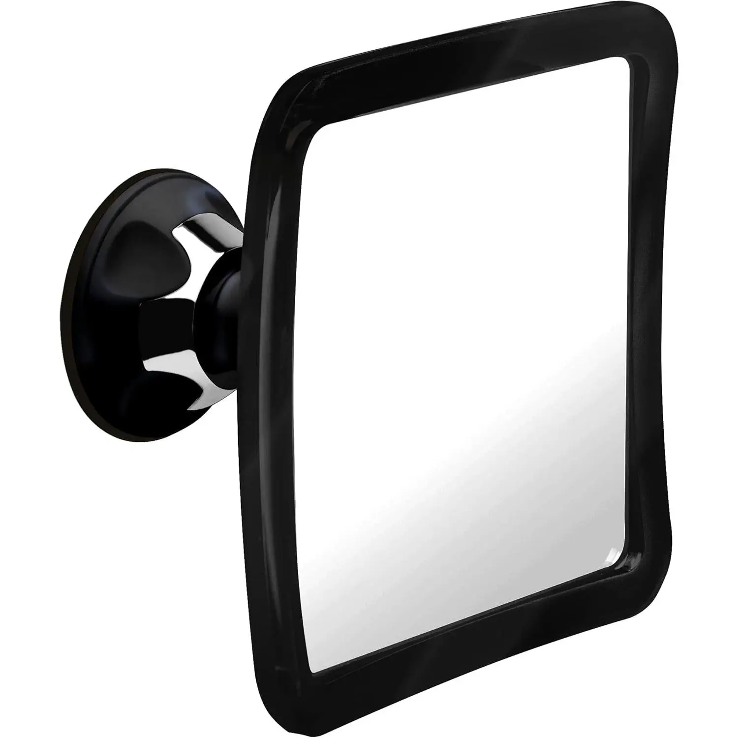 Shower Mirror for Shaving with Upgraded Suction, Anti Fog Shatterproof Surface and 360° Swivel, 1X Magnifying, 6.3 x 6.3 Inch (Black)