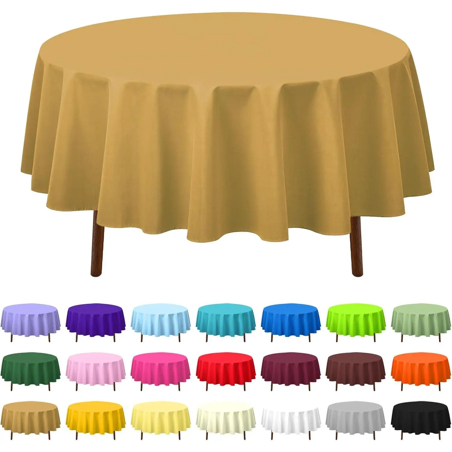 16 Pack  Disposable Plastic Tablecloth 84" Round Table Cover for Birthdays Weddings Christmas Anniversary ()