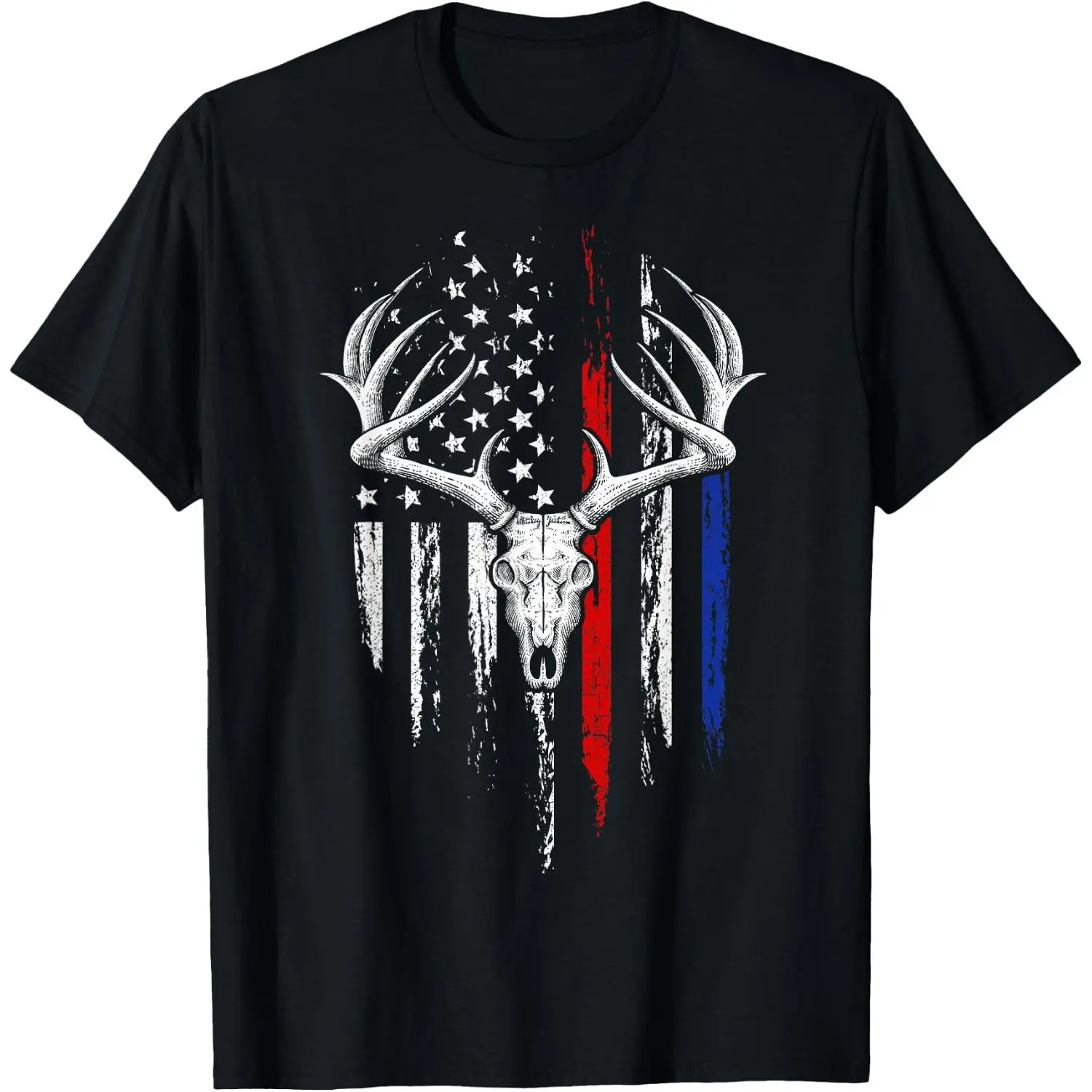 Men's American Flag Archery Deer Graphic T-Shirt - Patriotic Bow Hunting Whitetail Print, Breathable Comfortable Everyday Short-Sleeve Cotton Casual Outdoor Hunter Tee