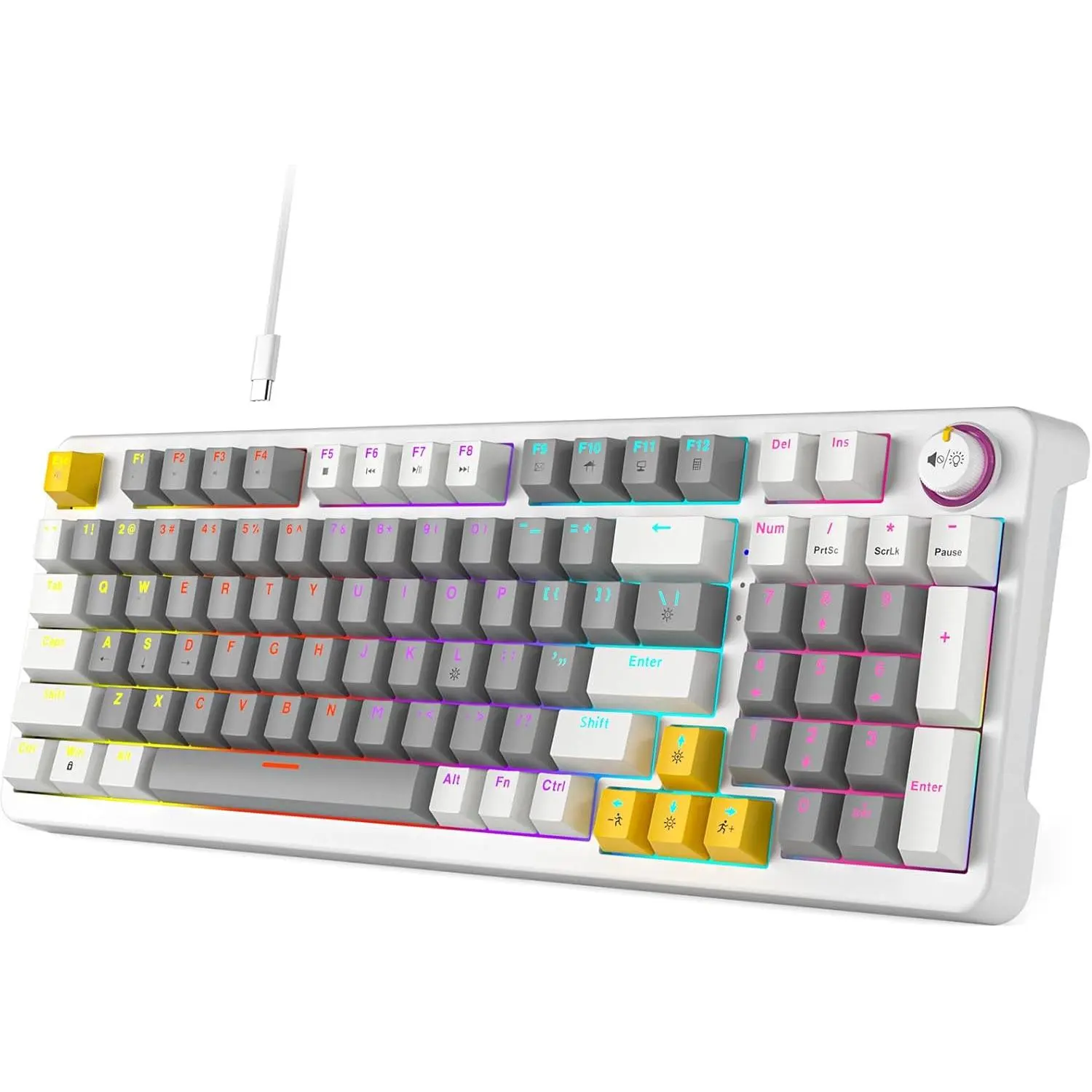 AK96 Mechanical Keyboard  Display & Knob, Top Mount 96% Wired Mechanical Keyboard USB-C, Hot Swappable, Software Support, Creamy Sounding, 96 (Grey)
