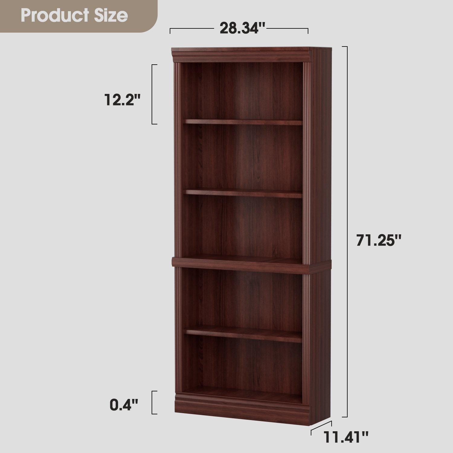 FURMAX 5-Shelf Standard Wooden Corner Bookcase for Office,Living Room,Bedroom