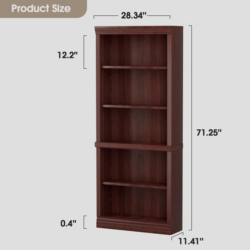 FURMAX 5-Shelf Standard Wooden Corner Bookcase for Office,Living Room,Bedroom