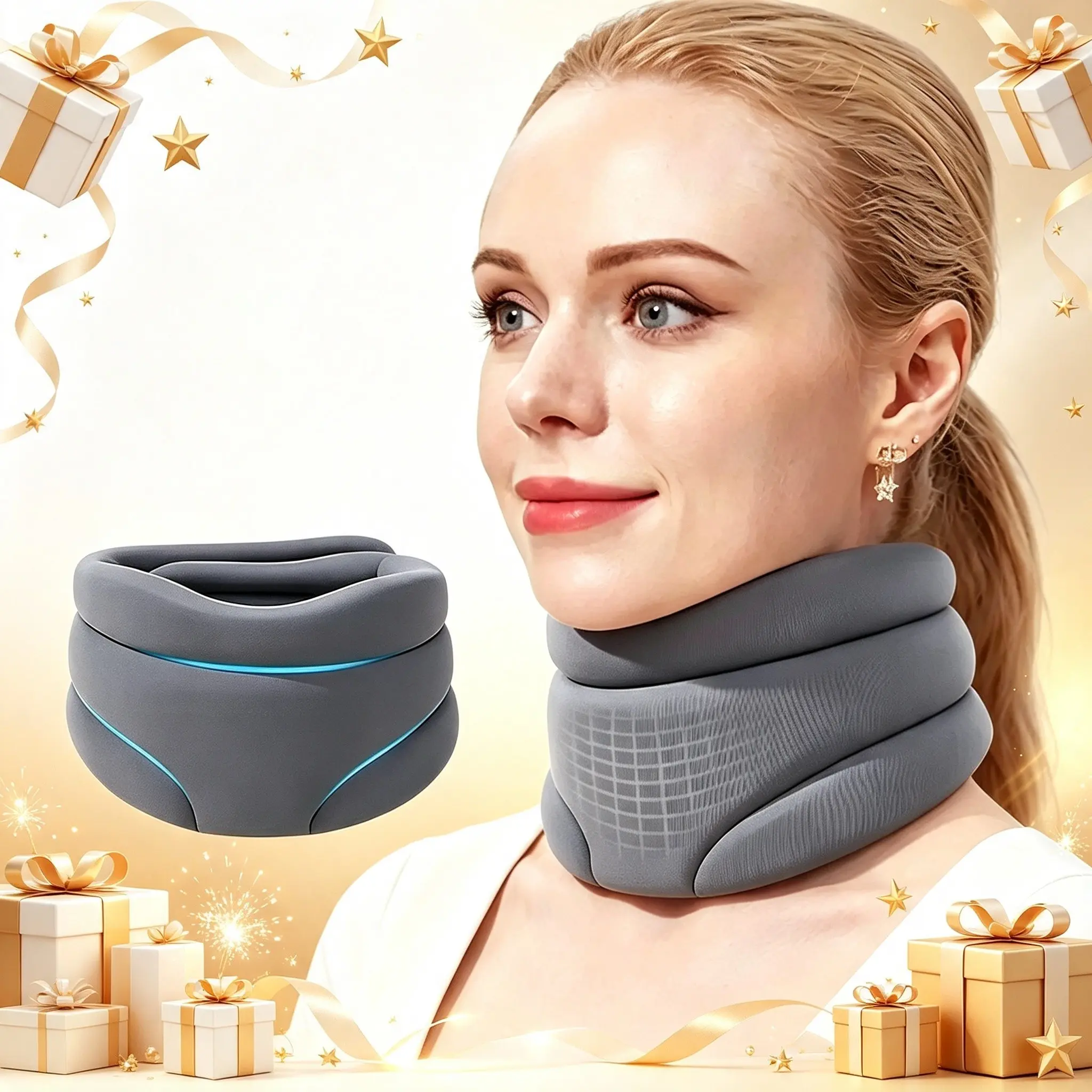 Comfort Foam Neck Brace Cervical Collar for Adults, Neck Support Stabilizer, Portable Neck Guard for Office, Driving, Travel, Daily Use
