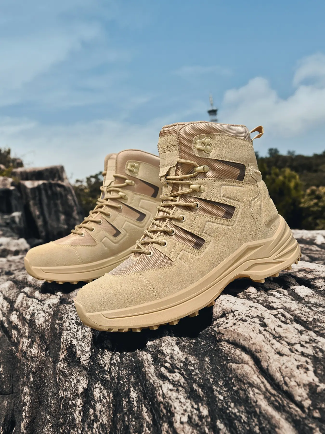 Unisex High-Top Hiking Boots, Waterproof Anti-Slip, Durable Leather, Wide Fit, All-Season, Breathable, Lightweight, Shock Absorption