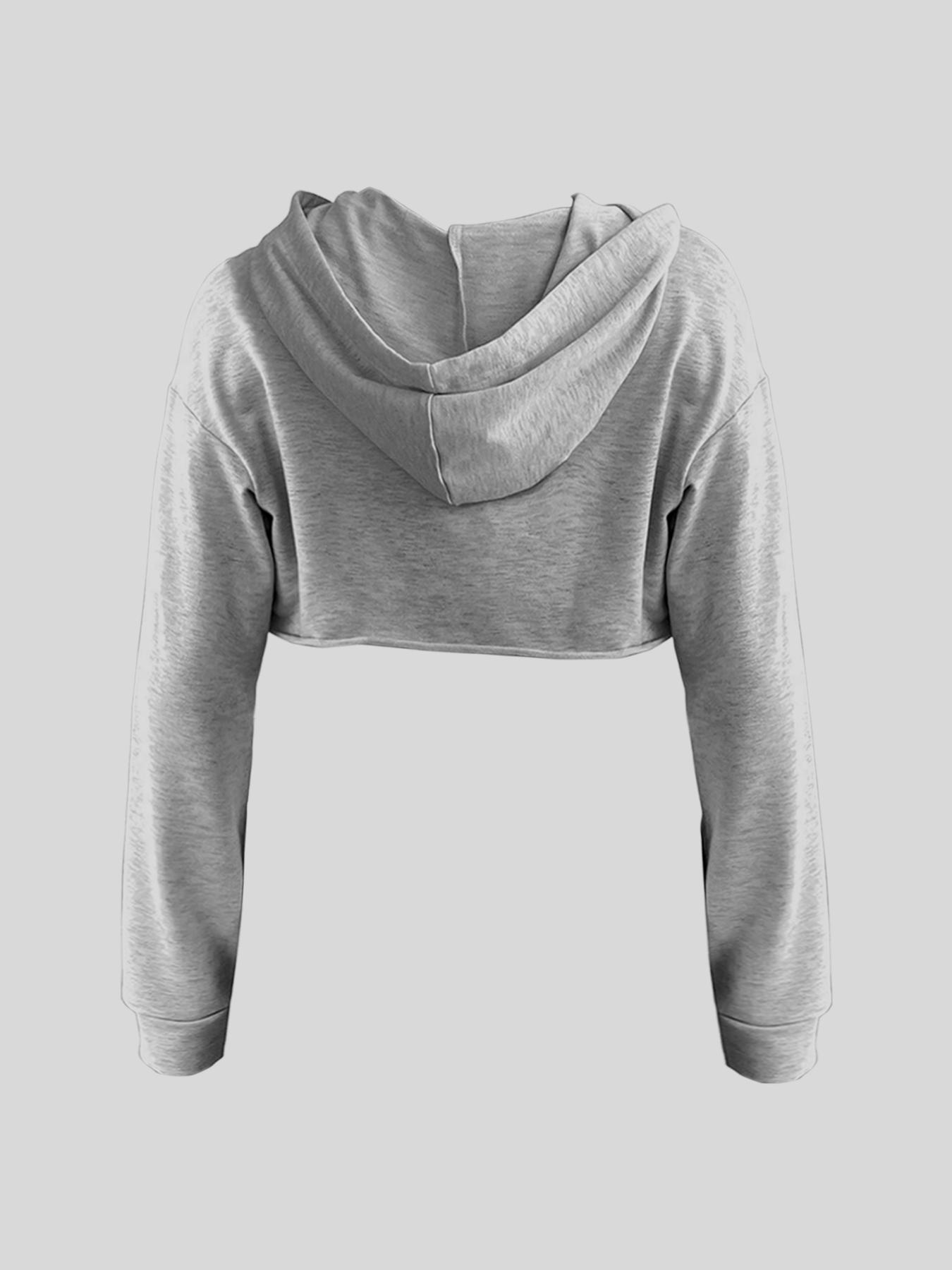 Women's Short Hooded Sweatshirt, Casual Loose-Fit Pullover, Thin Kint Fabric, All Seasons Wear, Versatile Layering Piece