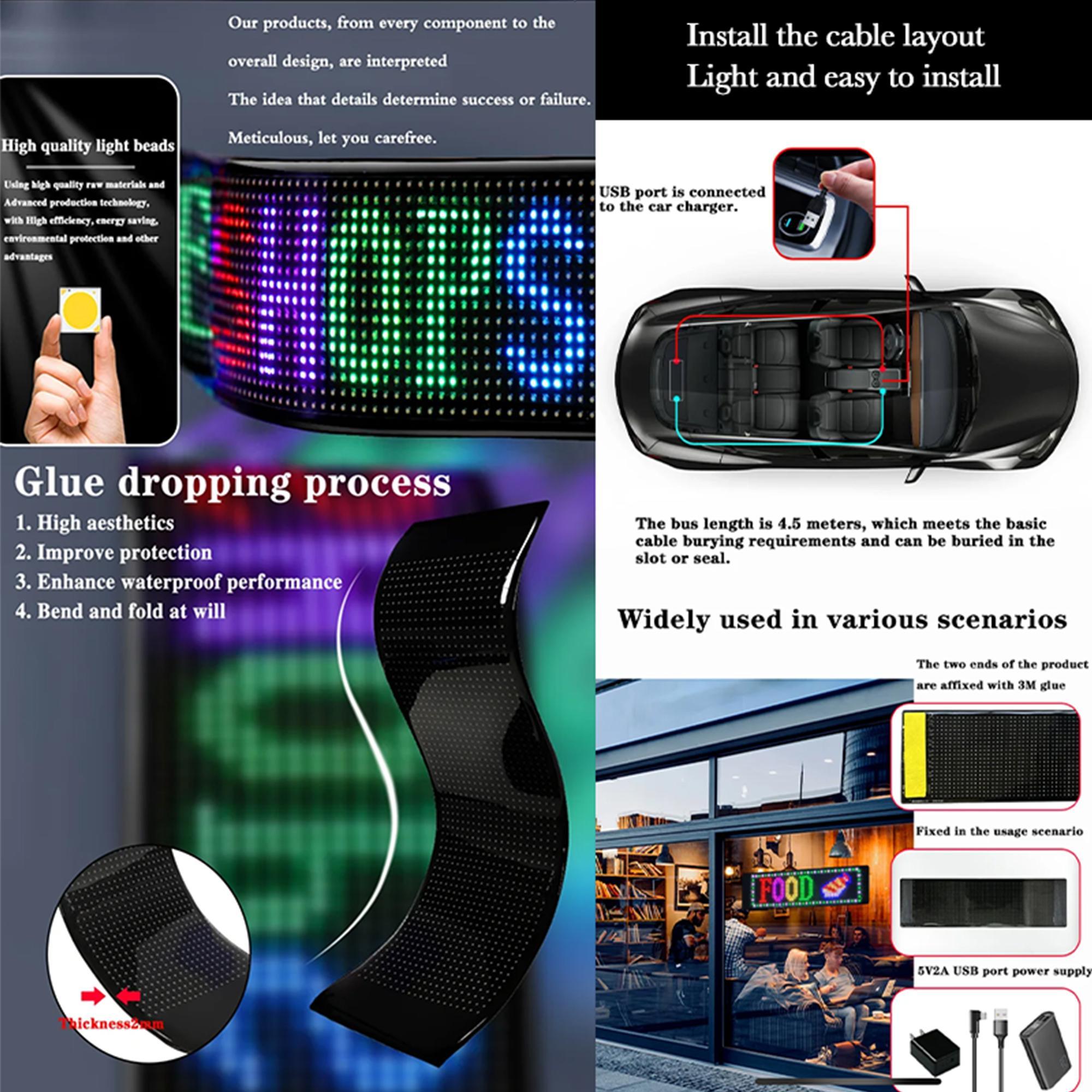 Eye Pattern LED Display Screen, 1 Set USB Powered LED Dynamic Matrix Panel, APP & Remote Control LED Display Screen for DIY Custom Text Animation, Led Car Ambient Light