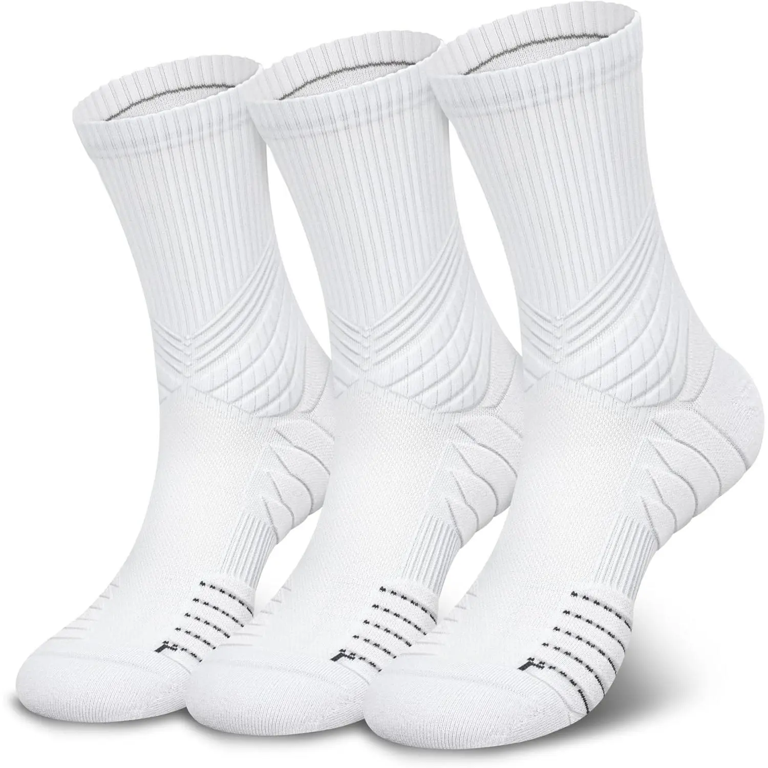Unisex Running Athletic Crew Socks, No Blisters, Moisture-Wicking Coolmax & Lycra, Seamless Toe, Max Cushioning, 200-Needle Knitting, Reinforced Heel & Toe, Arch CompressionGift