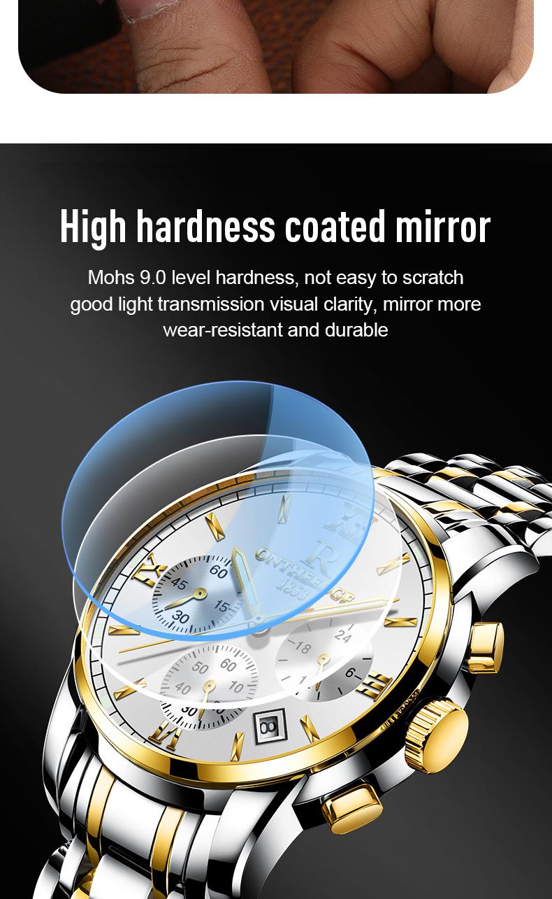 Men's Luxury Two-Tone Gold Silver Chronograph Quartz Watch - Stainless Steel Wristwatch with Date, Roman Numerals, Subdials, Elegant Business Dress Watch, Perfect Gift for Husband Dad Boyfriend