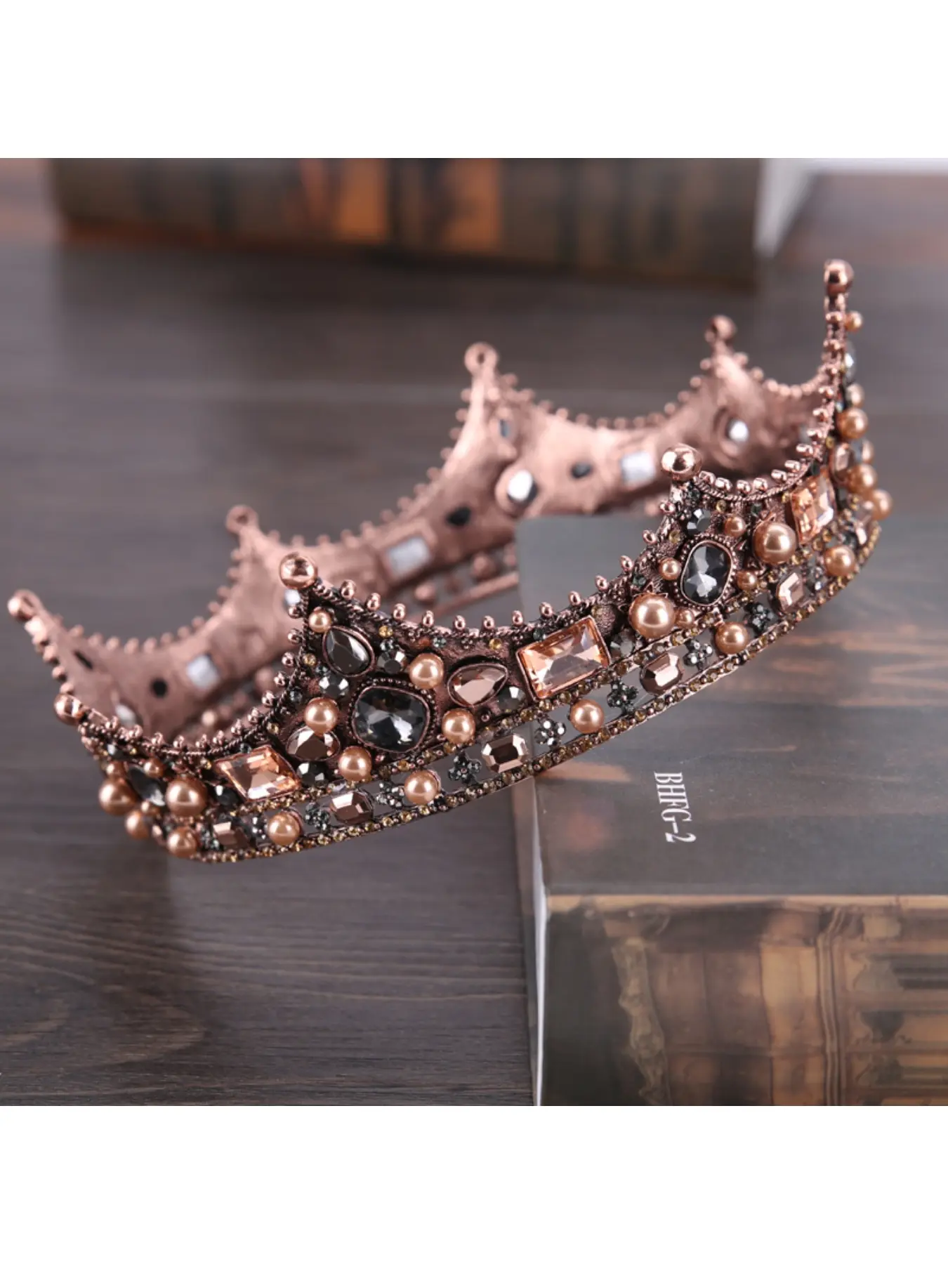 European vintage royal queen Baroque black round full-circle crown headpiece for photography studio Hair Crowns