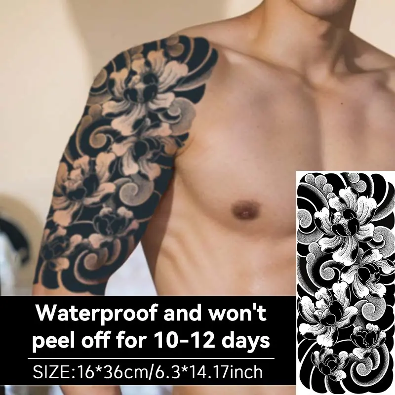 Temporary Tattoo Patch, Waterproof Long-Lasting 7-15 Days, Half Permanent Herbal Tattoo, Non-Glare Realistic Fake Tattoo for Men and Women