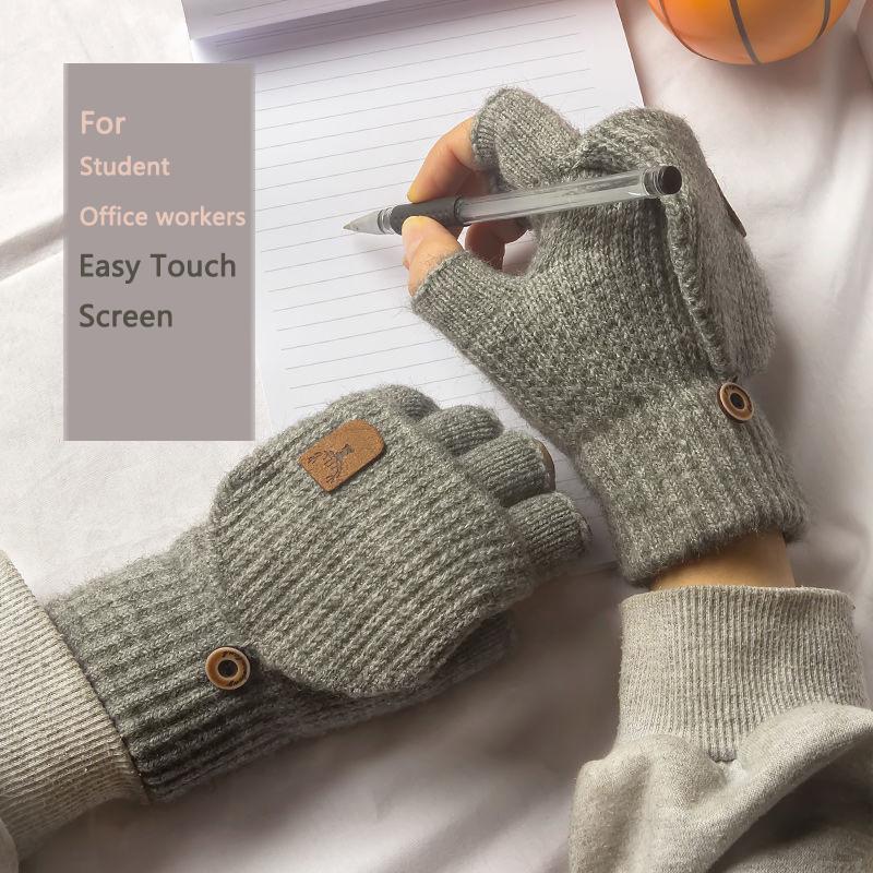 4-Pair Knitted Fingerless Gloves Winter Thicken Warm Touch Screen Gloves for Men Women Gloves Warm Half Finger Student Gloves