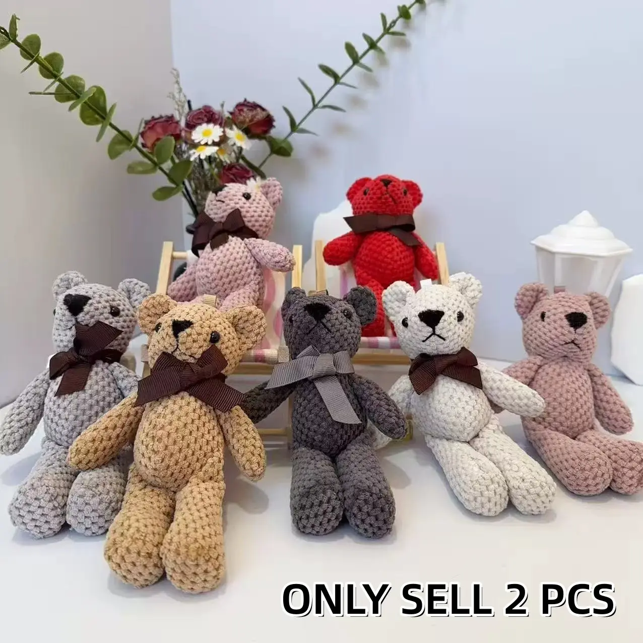 Cute Plush Bear Set, Cute Teddy Bear, Perfect for Birthday Wedding Party Decorations, Easter Christmas Halloween Gifts, 2 Pieces Adorable Stuffed Bears