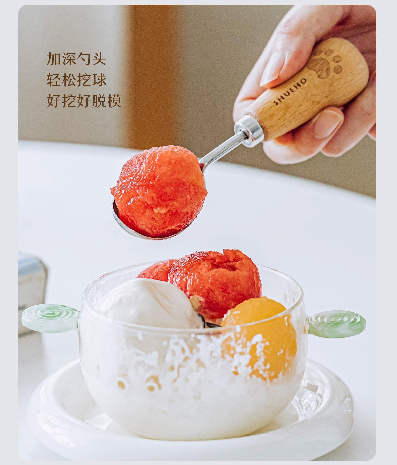 2PCS Standable scoop design, multiple sizes, watermelon and popsicle spoons