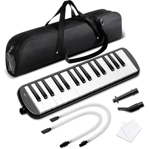 32-Key Melodica for Beginners - Easy Play Melody Instrument with  Sound,  ABS & Phosphor Bronze Reeds | Includes Tube & Strap(Black)