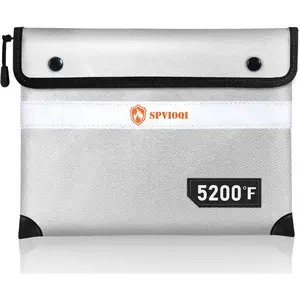 Upgraded 5200°F Fireproof Document Bag with Heat Insulated, Water and Fire Proof Bag with Zipper, 8 Layers Functional Materials with Reflective Strip, Fireproof Money Bag for Cash Documents Valuables