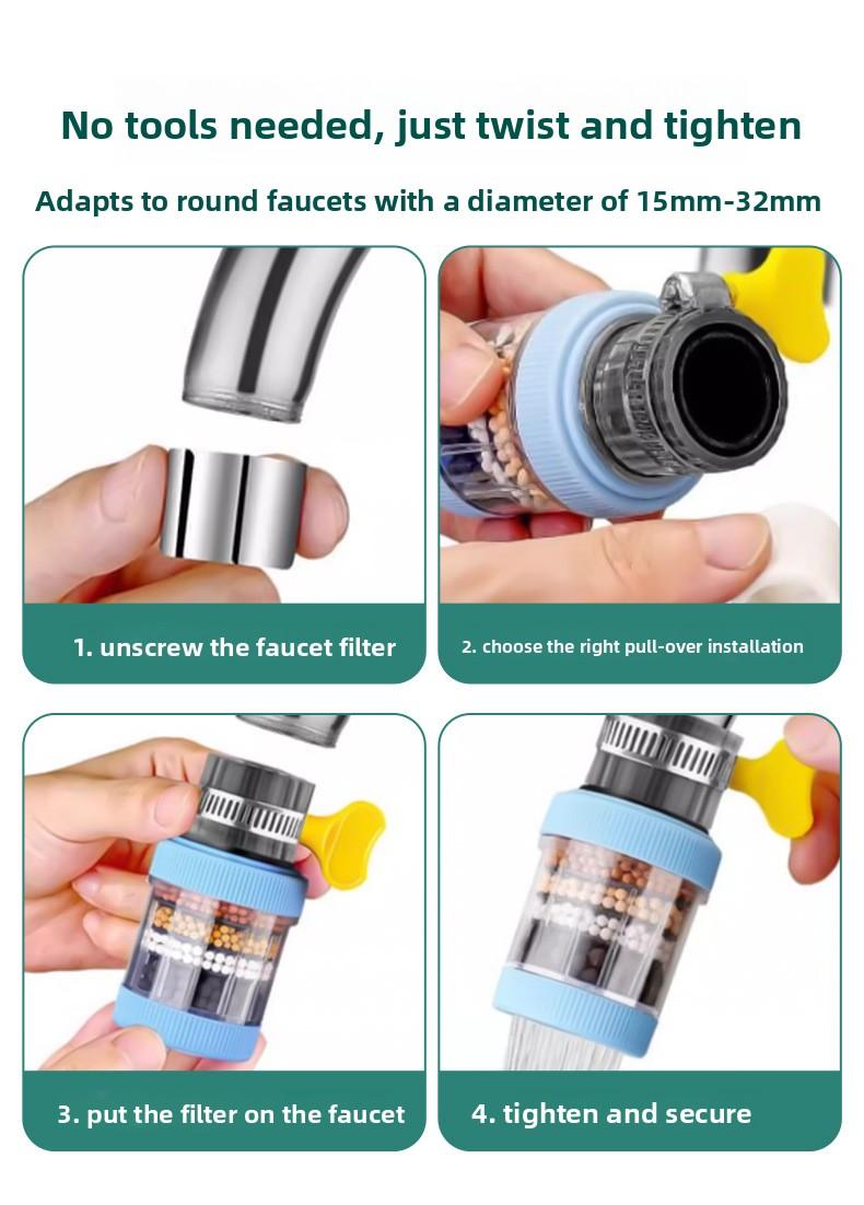 Rotatable faucet splash-proof showerhead tap water filter kitchen water filter valve nozzle filter water saver