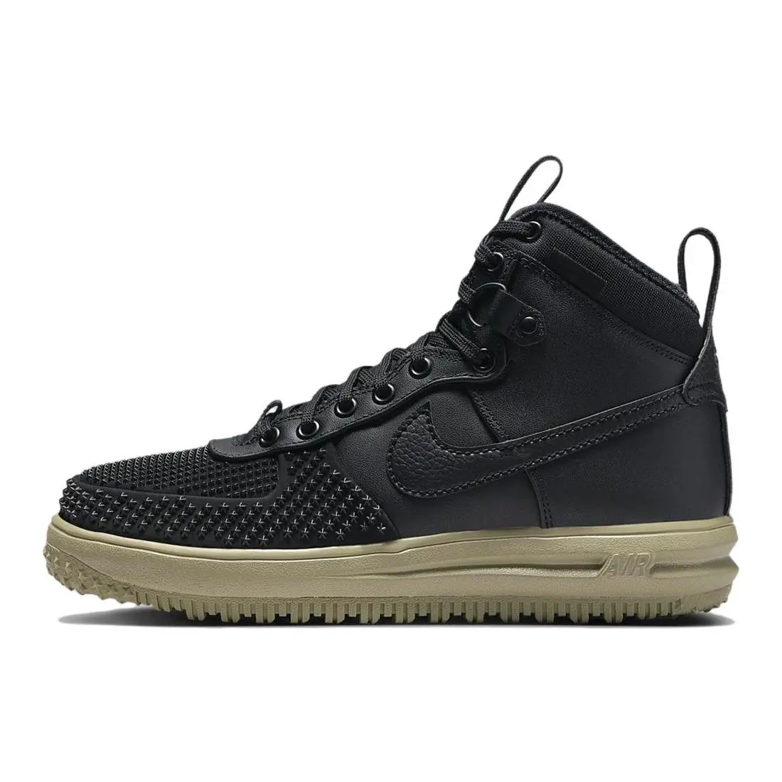Men's Nike Lunar Force 1 Leather Duck Boots - Closed, Slip-Resistant, Durable, High-Top Foam Walking Shoes with Rubber Sole, Black, Global Authentication Credentials