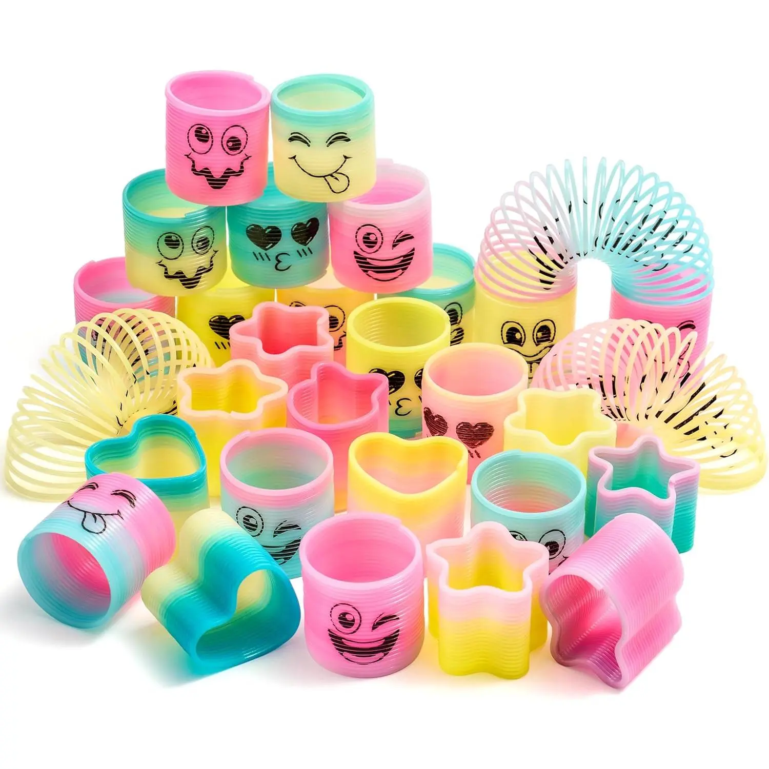 30 Pcs Spring Rainbow Party Favor, Mini Plastic Coil Spring Toy, Fidget Stress Coil Mini Springs Bulk Toys for Carnival Prize Birthday, Classroom Goodie Bag Stuffersfidget toys