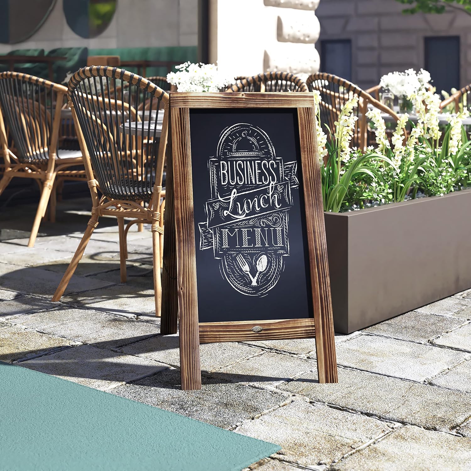 A Frame Chalkboard by : 40x20 Solid  A-Frame Sign Rustic Brown Double-Sided  Board, Chalkboard Menu Board, for Restaurants, Cafes, Weddings - Heavy Duty Hinges