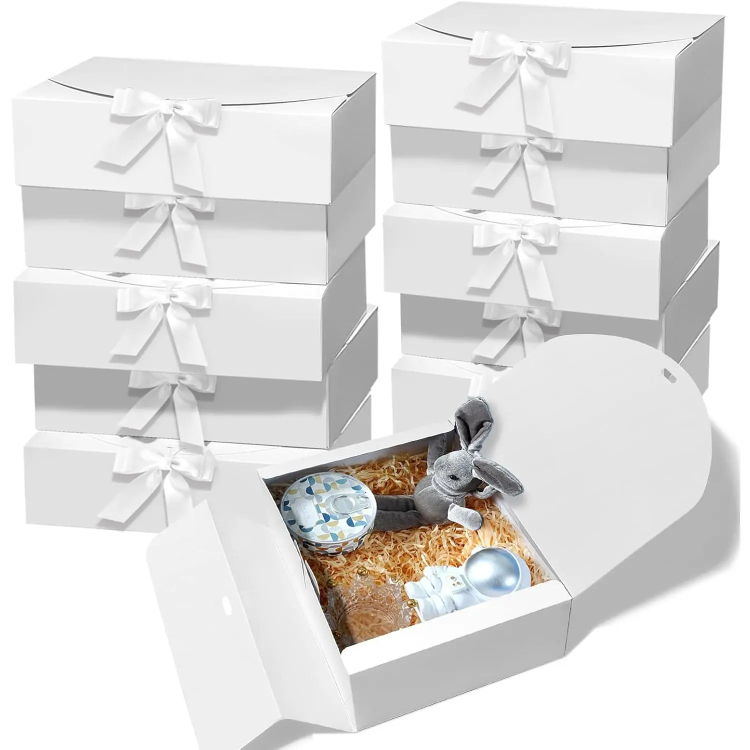 10 count White  Boxes with  10.6x7.8x3.1 Inch Proposal box | Bridesmaid Proposal Box for Wedding,  Paper, With Ribbon, Packaging, Present, Birthday, Graduation, Holiday, Christmas