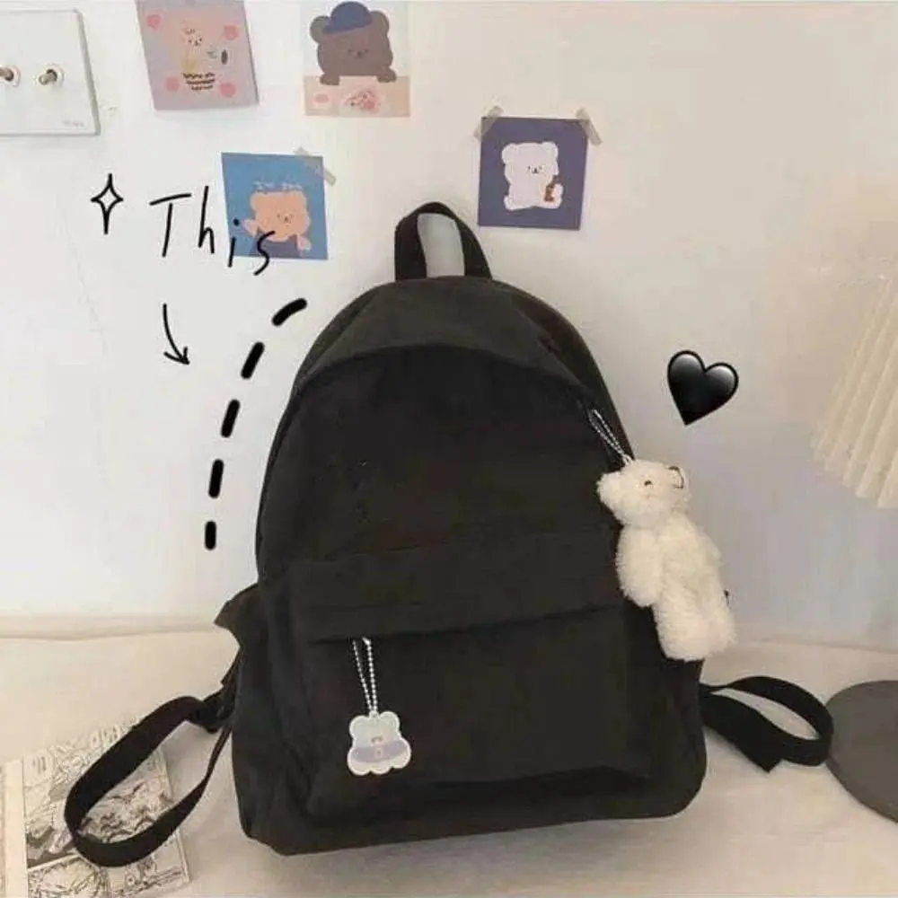 New Canvas School Backpack Daisy Embroidery Schoolbag Large Capacity Portable Travel Bag Teenagers