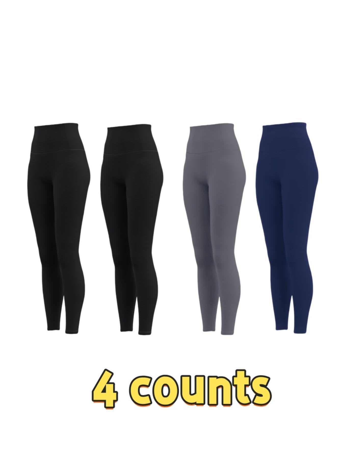 Women's Solid High Waist Sports Leggings, Tight Fitted Breathable Comfortable Skinny Pants for Yoga Gym Workout Running, Ladies Sportswear for All Seasons