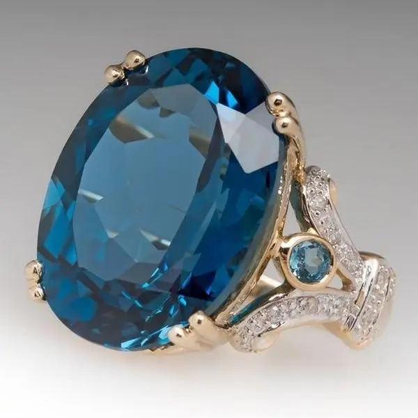 18K Gold Plated Oval Cut Ring, Elegant Finger Jewelry For European American Women Proposal And Engagement Occasions