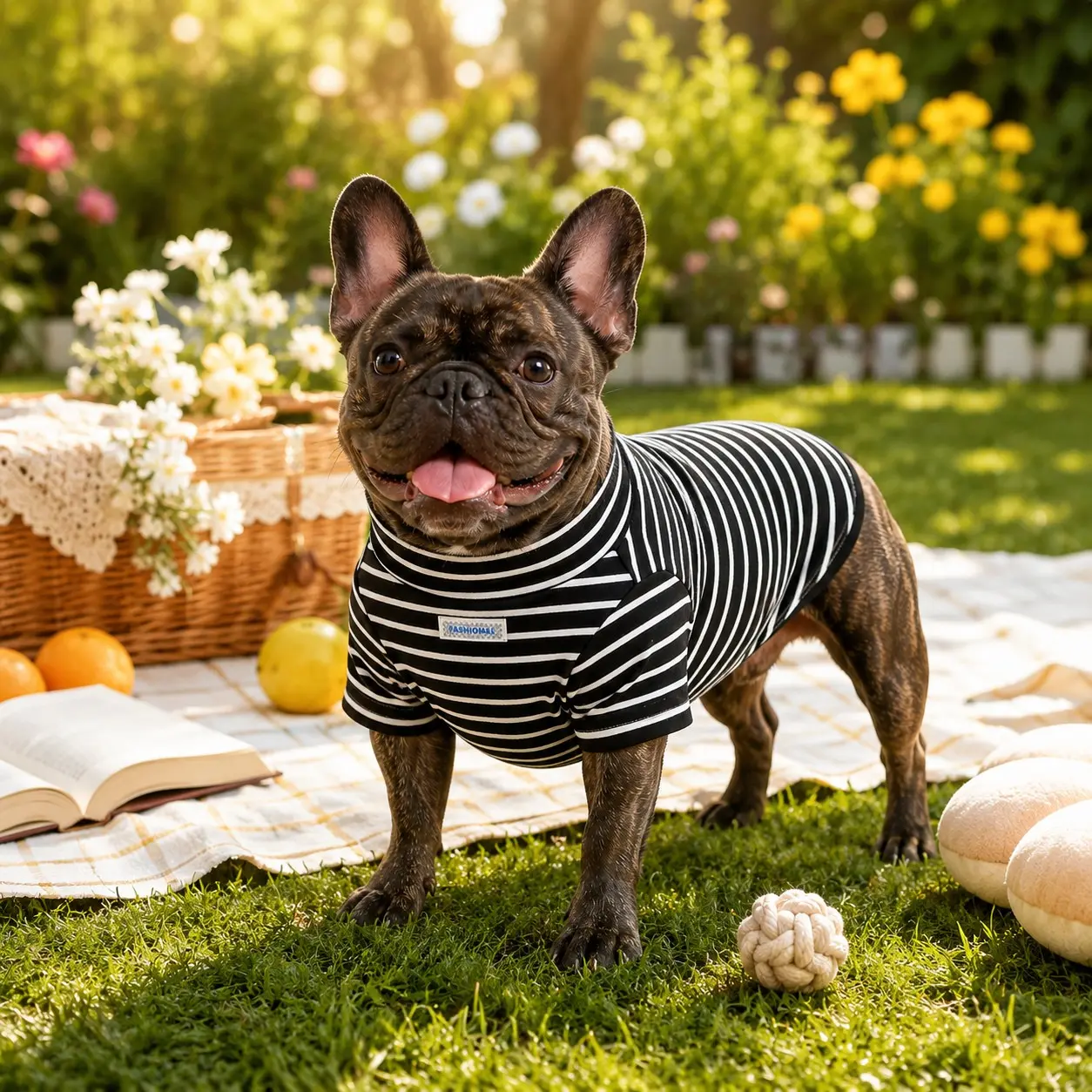Pet Cat Dog Unisex Round Neck Short Sleeve Classic Striped Polyester Stretch Comfortable Fashion T-Shirt