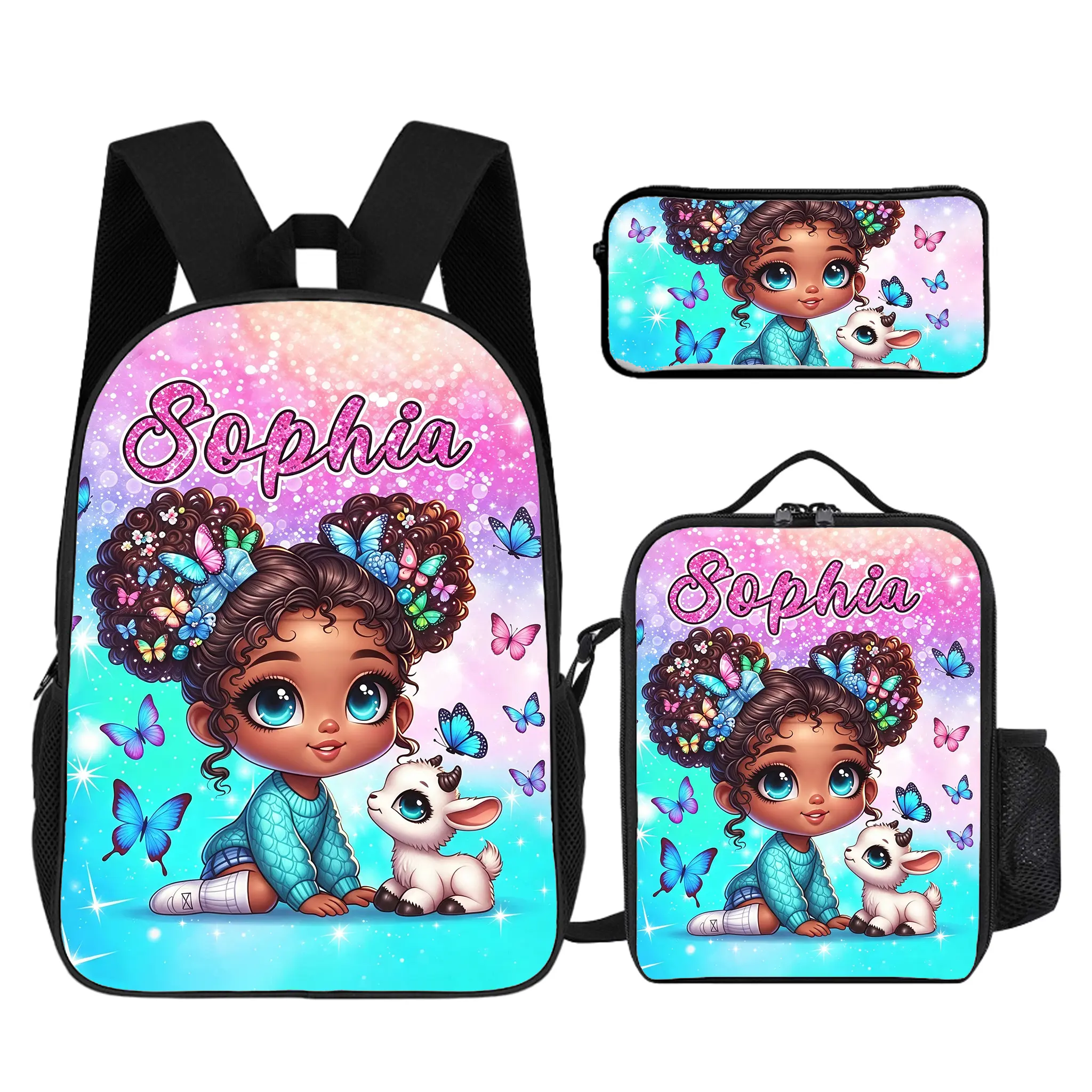 3PcsAfro Girl Princess Backpack With Dreamy Tiara Prints, All-Season Daily Backpack For School, Outings And Trips. Adorable Daily Accessory, Wonderful Birthday Gift For Daughter.   # TikTokMadeMeBuyIt # PrincessBackpack # AfroGirlBackpack # FairyBackpackS